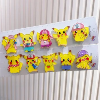 Pokemon 10db/Set Kawaii Pikachu Q Verzió Akril Kártya Kibocsátás Rajzfilm Aranyos Babák Anime Plüss Játékok Lányoknak Születésnapi Ajándék
