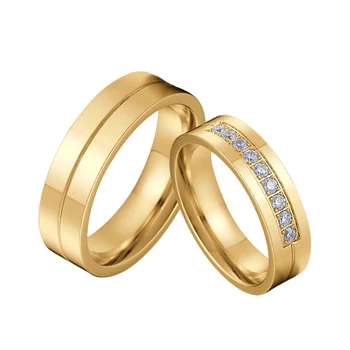 Polírozás SZERETET Szövetség örökkévalóság házasság pár jegygyűrűt a férfiak, mind a nők Arany Szín az övé Rozsdamentes acél Ékszerek