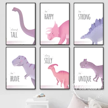 Rajzfilm dinoszaurusz wall art vászon festmény Északi poszterek, nyomatok, fali képek a baba, gyerek szoba decorationr