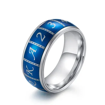 Romantikus Szerencsés Kék Spinner Póker Gyűrű Rozsdamentes Acél Gyűrűk Férfiaknak a Valentin Napi Ajándékok