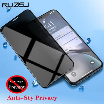 RUZSJ Luxus Teljes Adatvédelmi Tükröződésmentes Edzett Üveg iPhone 12 11 Pro XS Max 6 7 8 Plus Anti-Spy képernyővédő fólia Telefon Film