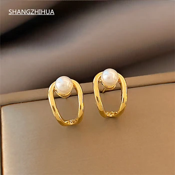 SHANGZHIHUA 2021 új trend fény luxus arany gyöngy fülbevaló gyönyörű egyszerű fülbevaló női divat, ékszerek, szülinapi ajándékok