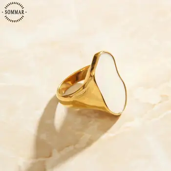 Sommar Új túlzás Szabálytalan Természetes Shell Vintage Gyűrű a Nők Rozsdamentes Acél Temperamentum fém Gyűrű, Ékszerek, Ajándék