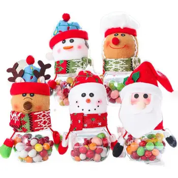 Szaloncukor, Üveg, Műanyag, Átlátszó Karácsonyi Ajándékot, Édességet Táska Santa Elk Hóember Candy Tároló Üveg Gyerekek Ajándékot Új Év 2021