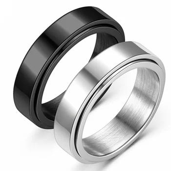 Szorongás Fidget Spinner Gyűrű a Férfiak Sima Rozsdamentes Acél Forog Forgassa a Gyűrűt a Nők Anti Stressz Kiegészítők, Ékszerek