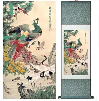 Száz madár fizet hódolat a főnix Kínai Művészet Festmény Otthoni Irodai Dekoráció Kínai paintingPrinted festmény