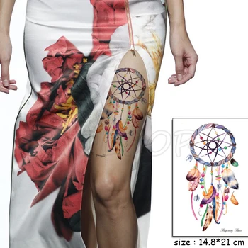 Szín Dreamcatcher Gem Toll Tetoválás Matricák Női Test, Derék, Kar Művészeti Ideiglenes Tetoválás Lány Pillangó Tetkóimat Rose Láncok