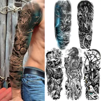 Teljes Kar Ördög Ideiglenes Tetoválás Ujja A Férfiak a Nők Szörny Fekete Koponya Harcos Tetoválás Matrica Nagy 3D Iránytű Démon Tetkóimat