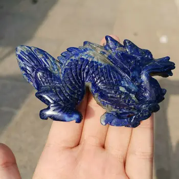 Természetes Lapis lazuli sárkány Kvarc Kristály Faragott Gyógyító Ajándék 1DB
