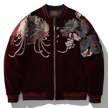 Téli 2021 új hímzés sárkány, phoenix kabát, Kínai stílus, férfi ruházat yokosuka-ban a tendencia minden mérkőzés bélelt kabát, hip-hop