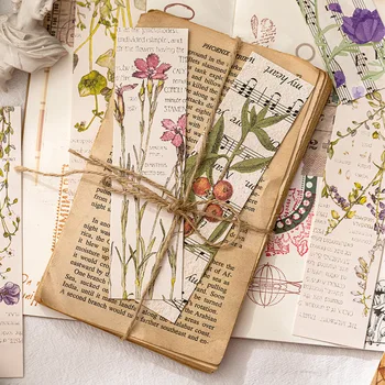 Többfunkciós 30 Db Vintage Virág Lágyszárú Növény Design Kézműves Papír, Mint Könyvjelző Tag Ajándék, Dekoráció Scrapbooking DIY Üzenet Kártya