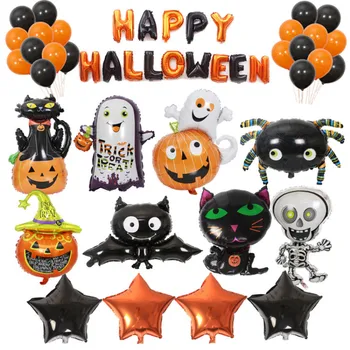 Tök Szellem Lufi Halloween Dekoráció Pók Fólia Felfújható Ballon Hélium Játékok Bat Globos Ünnep, Rendezvény, Party Kellékek
