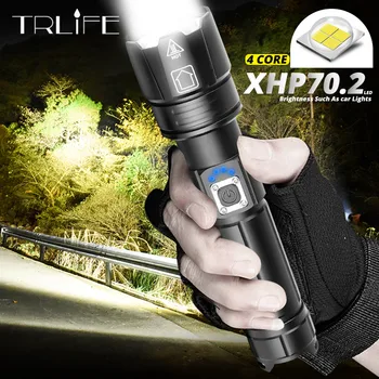 Ultra Legerősebb LED-es Zseblámpa XLamp XHP70.2 USB Újratölthető XHP50 Taktikai Lámpa 18650 26650 Zoom Led Zseblámpa Kemping Lámpa