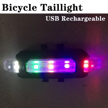 USB Újratölthető Kerékpár Lámpa LED Színes Mountain Bike Hátsó Lámpák Kerékpáros Biztonsági Figyelmeztető Lámpa Vízálló Kerékpár Lámpa