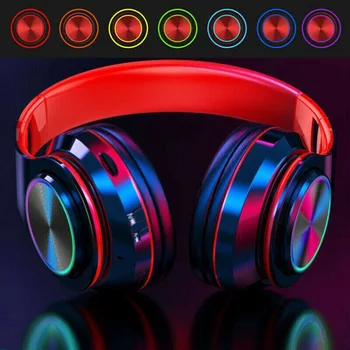 Vezeték nélküli Sisak Fejhallgató Villogó RGB Levegőt LED Bluetooth Headset Sztereó zajszűrő Fülhallgató Mikrofon A Telefon PC Zene