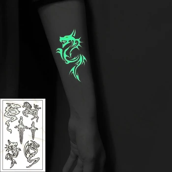 Világít A Sötétben Világító Tetoválás Matrica Kard Sárkány, Ló, Állat Vízálló Ideiglenes, A Body Art Party Tetoválás Matricák