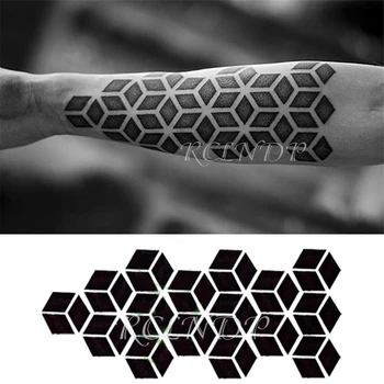 Vízálló Ideiglenes Tetoválás Matrica kocka kombinált grafikus fekete Hamis Tatto Flash Tetoválás nagy méretű tetoválás Lány, Nők, Férfiak
