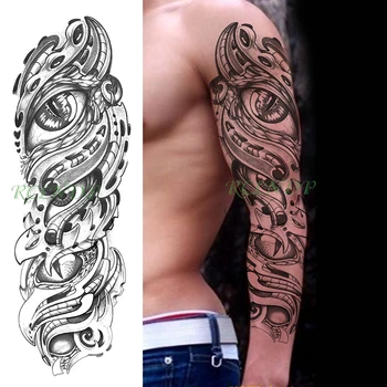 Vízálló Ideiglenes Tetoválás Matrica mechanikus nagy szemek totem fekete teljes kar hamis tatto flash hüvely tetoválás férfiak nők