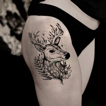 Vízálló Ideiglenes Tetoválás Matrica szarvas, levél, virág, csillag totem tatto matricák flash tetoválás hamis tetoválás, nagy méretű női férfi