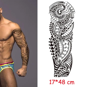 vízálló ideiglenes tetoválás matrica teljes kar totem férfias minta tetoválás hamis tatto flash fekete hüvely tetoválás, hogy férfi, nő, lány