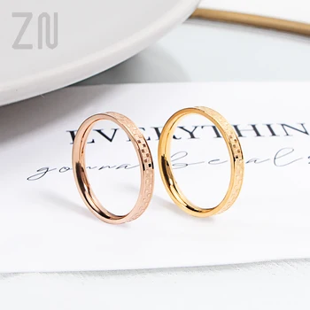 ZN Új Aranyozott Minimalista Gyűrű Négyzet Minta Titán Rozsdamentes Acél Gyűrűk A Nők Egymásra Kerek Ujj Gyűrű