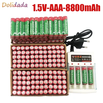 új típus AAA akkumulátor 8800 MAH 1,5 V-os alkáli AAA újratölthető akkumulátor, távirányító, játék, nagy kapacitású akkumulátor+Töltő