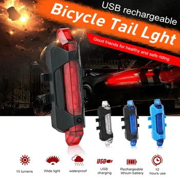 Új USB Újratölthető MTB Kerékpár Hátsó Tali Fény Kerékpár Biztonsági Figyelmeztető Lámpa Vízálló Töltés Kerékpározás Kerékpár Lámpa