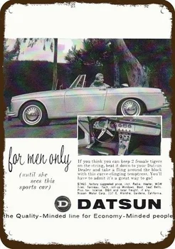 1965 Datsun 1600-As Cabrio Autó Évjárat Nézd Másolat, Fém Tábla