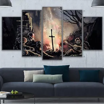 5 Db Fal Művészeti Vászon Festmény Keret Haza Nappali Sötét Lelkek Képek Modern Absztrakt Katonák Játék Poszter Hálószoba