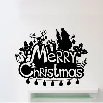 Boldog Karácsonyt Fali Matrica karácsonyfa Szarvas, Ajándék, Mikulás Vinyl Matrica Haza Óvoda Belső Dekoráció Vízálló Magas SD-009