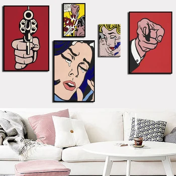 HD Nyomtatás Roy Lichtenstein Pop Art Munka Poszter Vászon Festmény Modern Nappali, Hálószoba, lakberendezés