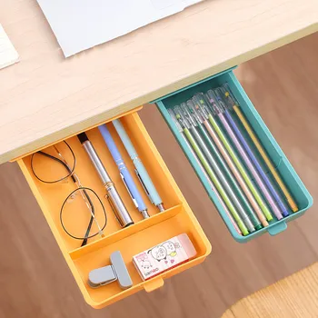 Rejtett fiókban toll dobozban kezelni irodai íróasztal alsó tészta egyszerű, nagy kapacitású diák Desktop Manager tároló doboz Menedzser