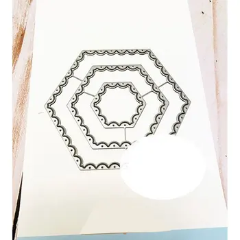 Sokszög Hatszög Meghal fémforgácsolási Meghal DIY Scrapbooking Kézműves Meghal Vágott Stencil fotóalbum Készítő Sablon Albumok
