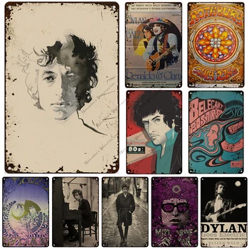 Énekes, Bob Dylan Dekoratív Tábla Rozsdás Fém Adóazonosító Jel Haza, Bár, Kávézó, Fali Dekor Jelek Fém Plakett Fali Tányér Ipari Berendezés